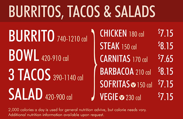 Chipotle Mexican Grill Menu | South Lincoln | Order Online | Delivery