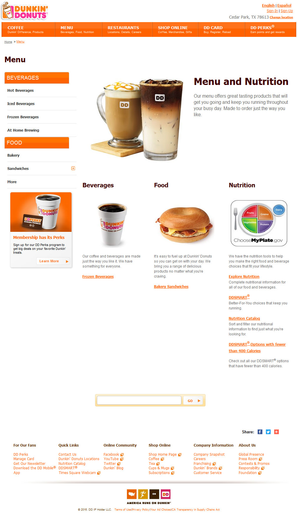 Dunkin' Donuts Delivery Menu Lincoln NE Provided by Metro Dining