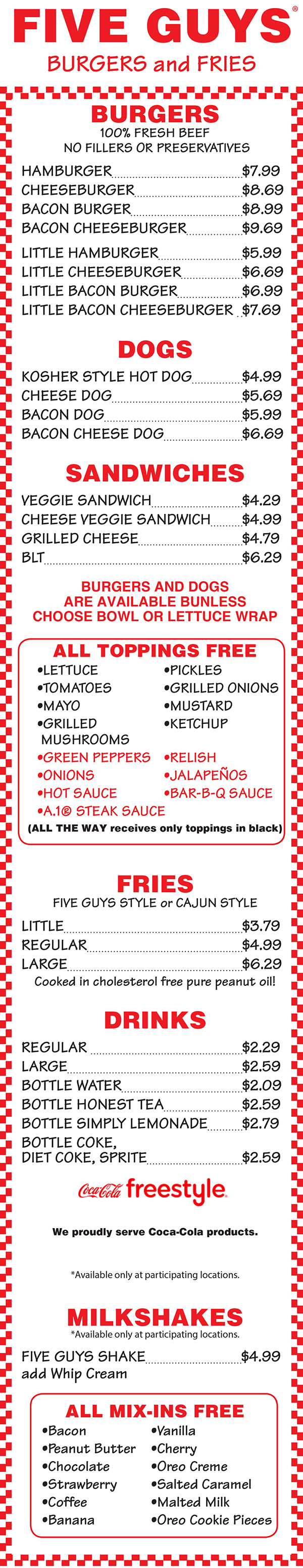 Five Guys Menu With Prices TheRescipes.info