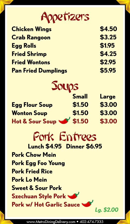 Little Chopsticks Chinese Restaurant Menu - Lincoln Nebraska - Page 2