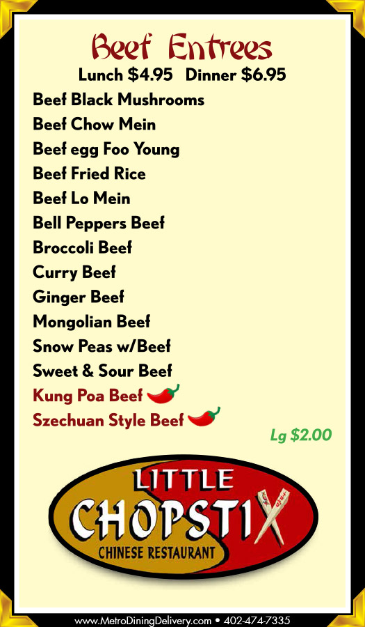 Little Chopsticks Chinese Restaurant Menu - Lincoln Nebraska - Page 5