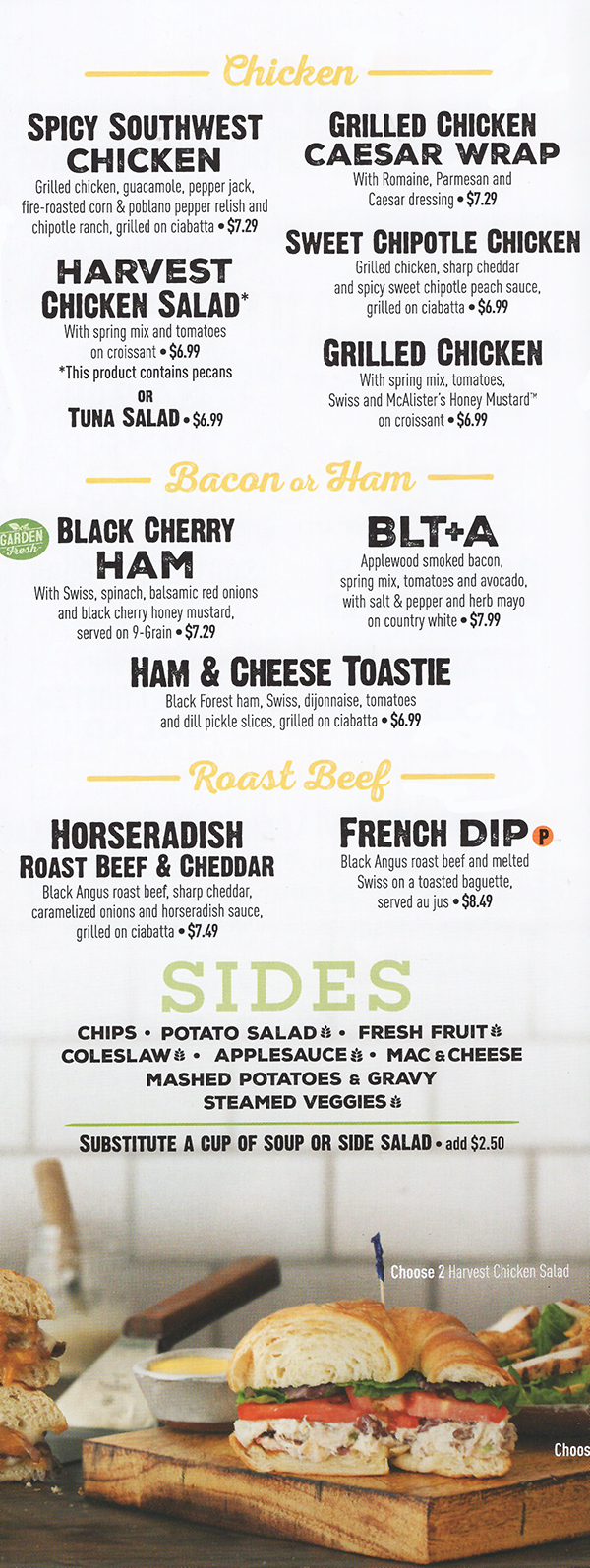 McAlister&rsquo;s Deli Menu for Delivery