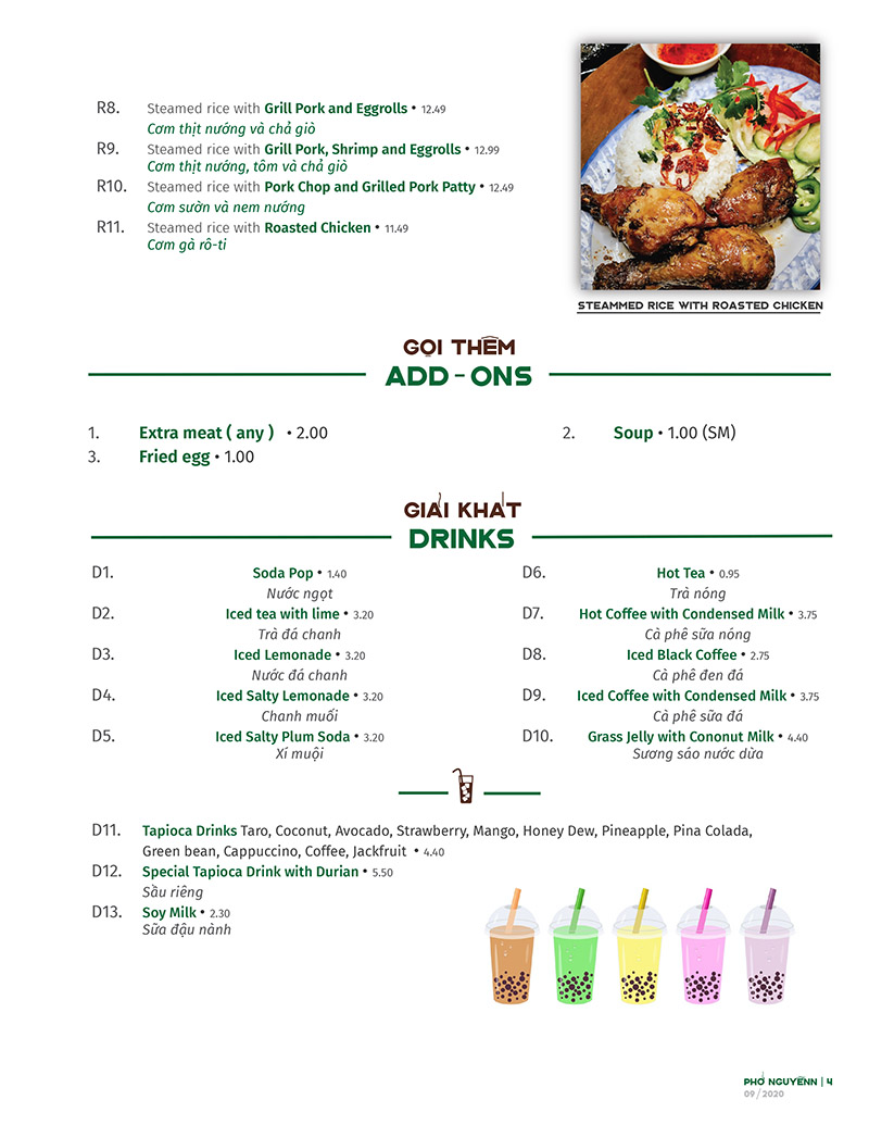 Pho Nguyenn Vietnamese Restaurant Menu - Lincoln Nebraska - Page 4