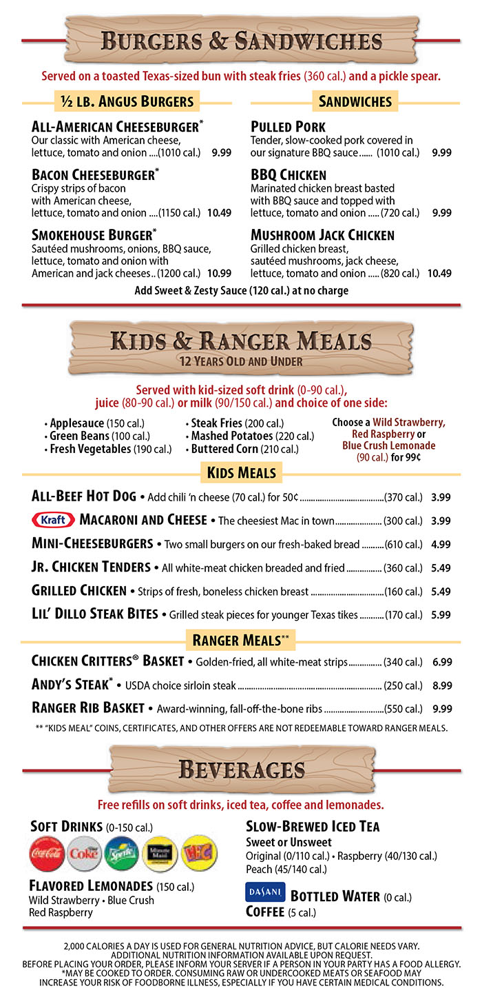 Printable Texas Roadhouse Menu Printable Templates