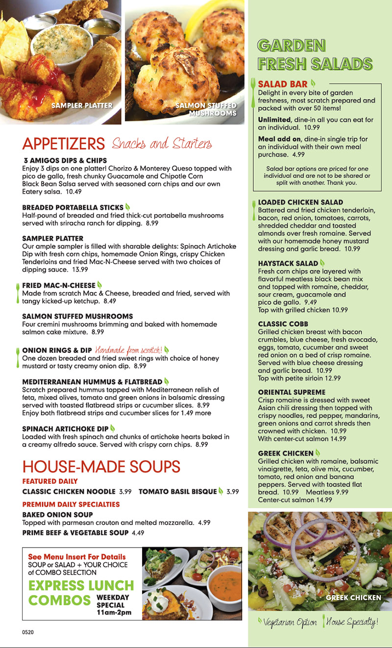 The Eatery Restaurant Menu Lincoln Ne Provided By Metro Dining