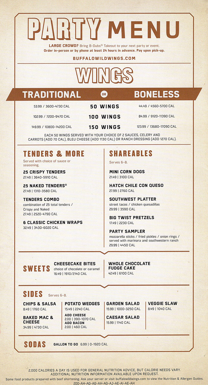 Wild Buffalo Wings Menu   Buffalo Wild Wings Menu Lincoln Nebraska006 