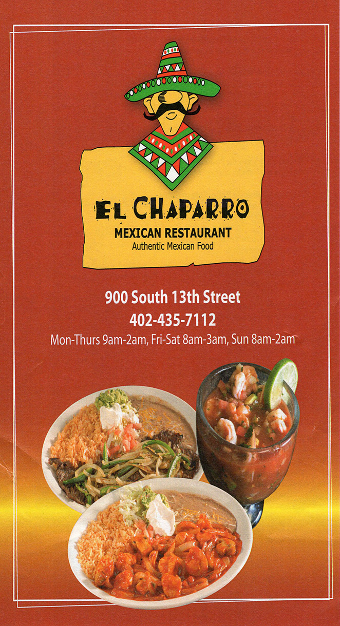 El Chaparro Mexican Restaurant Menu Lincoln Ne - Page 1