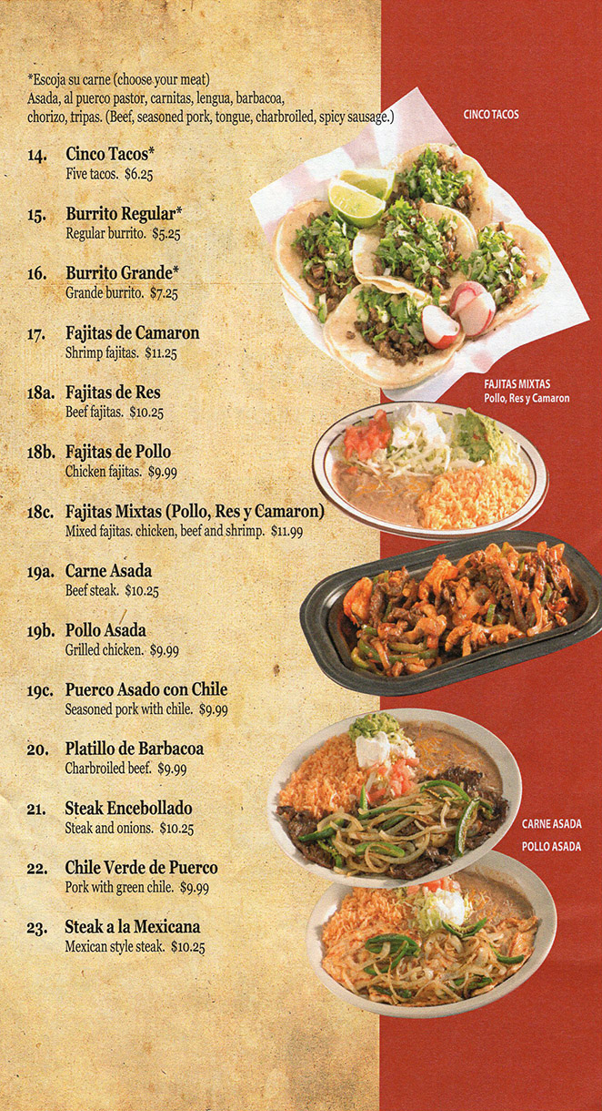 El Chaparro Mexican Restaurant Menu Lincoln Ne - Page 3