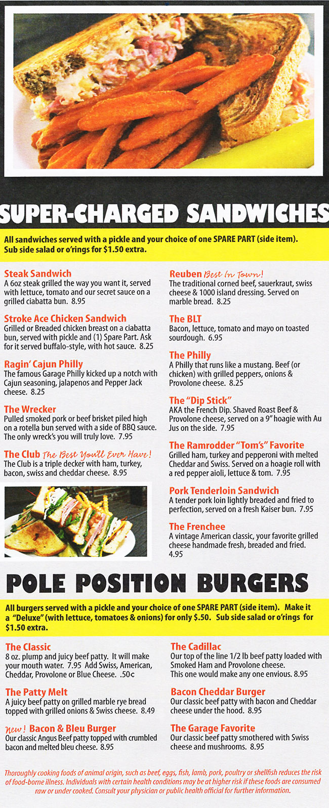 The Garage Sports Bar & Grill Delivery Menu - With Prices ...