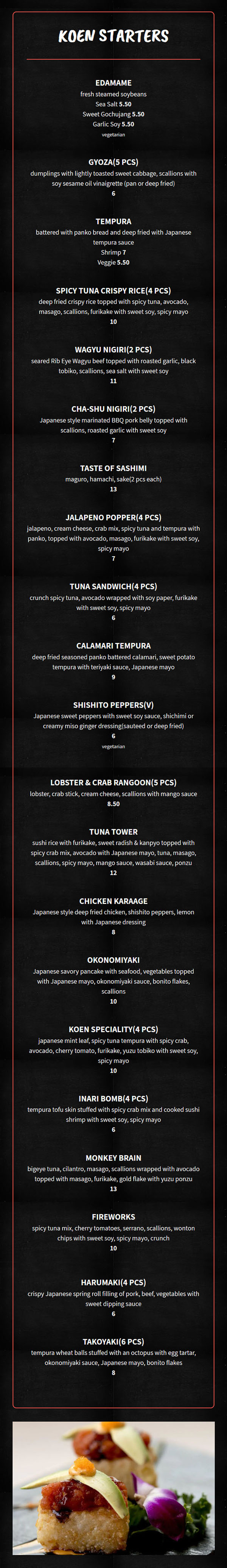 Koen Menu | Order Online | Delivery | Lincoln NE | Japanese BBQ & Sushi ...