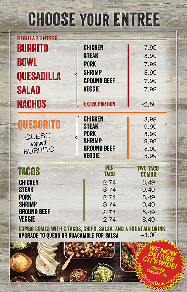 menu lincoln salsarita salsaritas ne