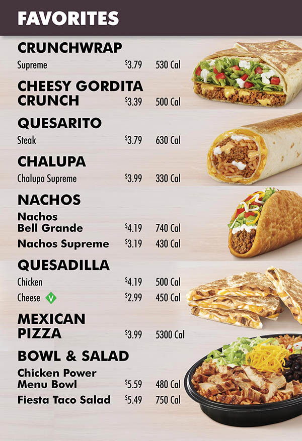 Taco Bell Menu Pictures And Prices Aria Art