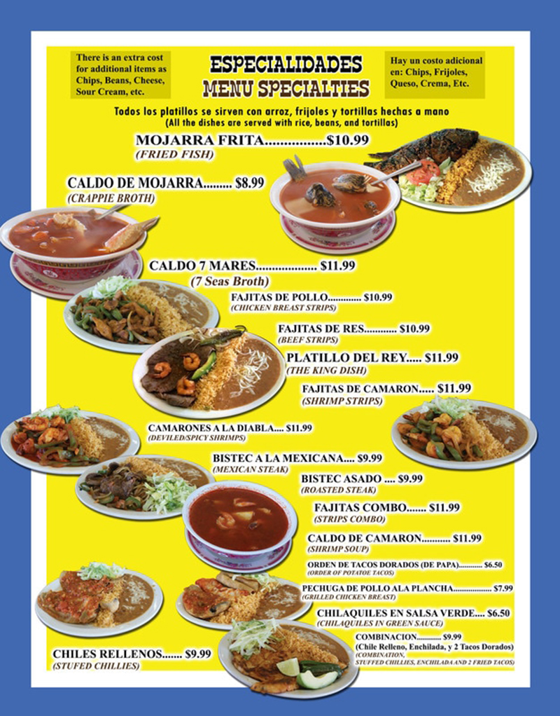 El rey store menu