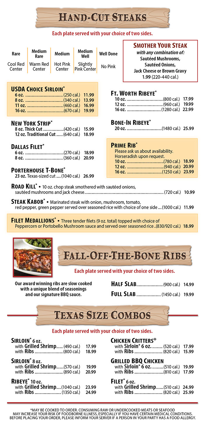 Texas Roadhouse Menu With Prices 2024 Pdf Myrah Claresta