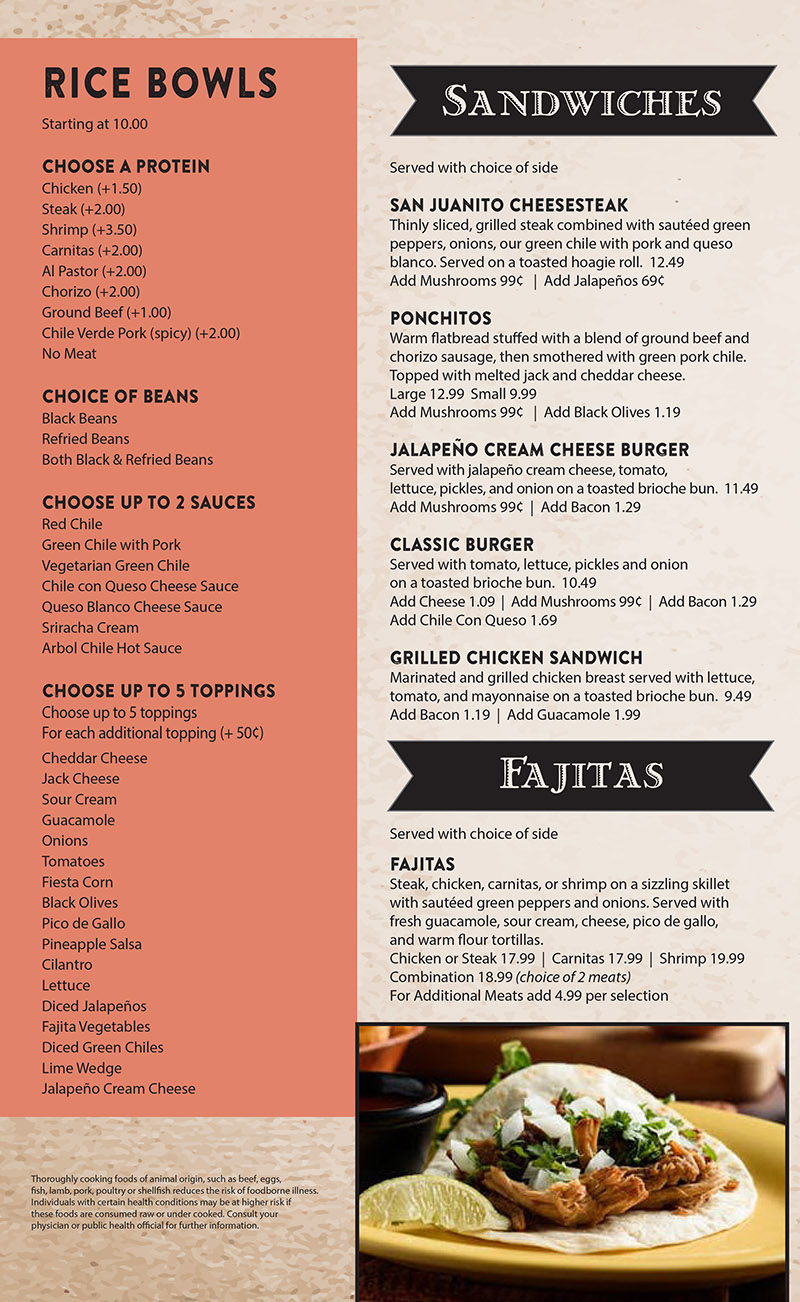 Tico s Dinner Menu  Order Online Delivery Mexican 